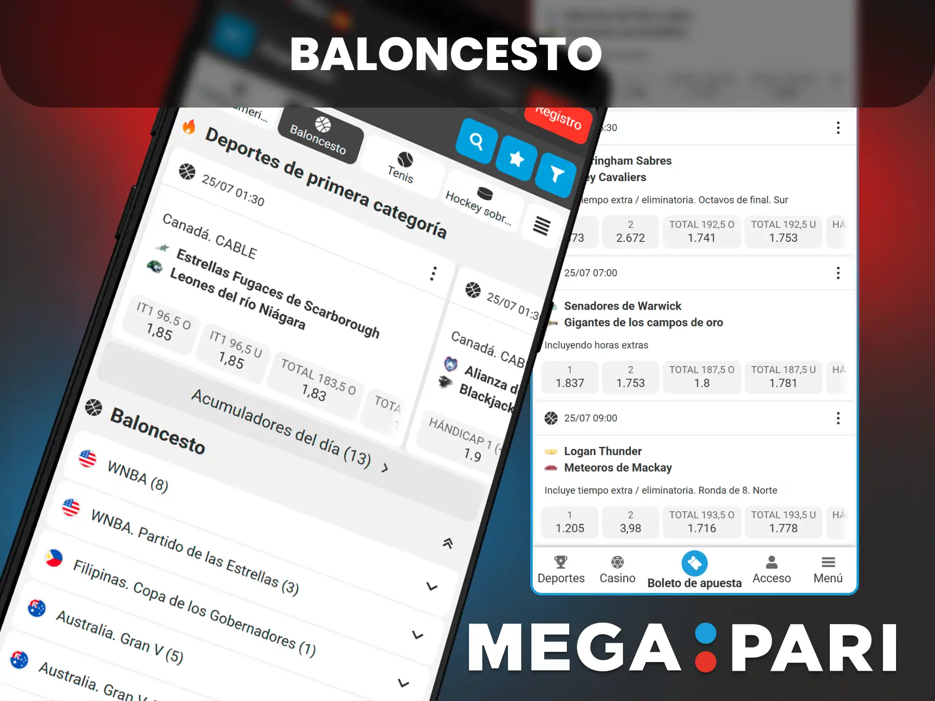 Disfruta del baloncesto con las opciones de apuestas deportivas en el movil con MegaPari.
