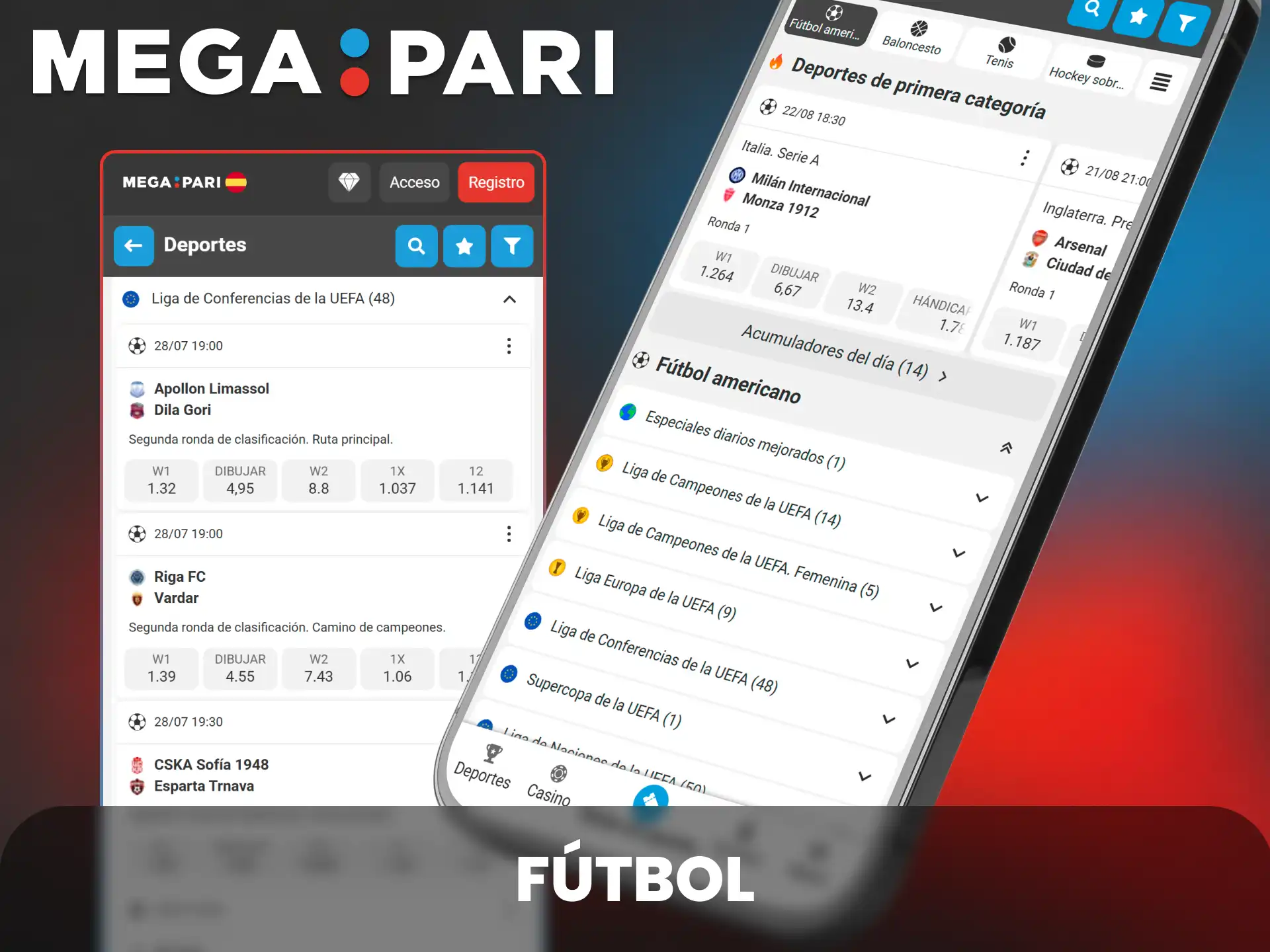 Apuesta al futbol desde las opciones de apuestas deportivas en el movil con MegaPari.