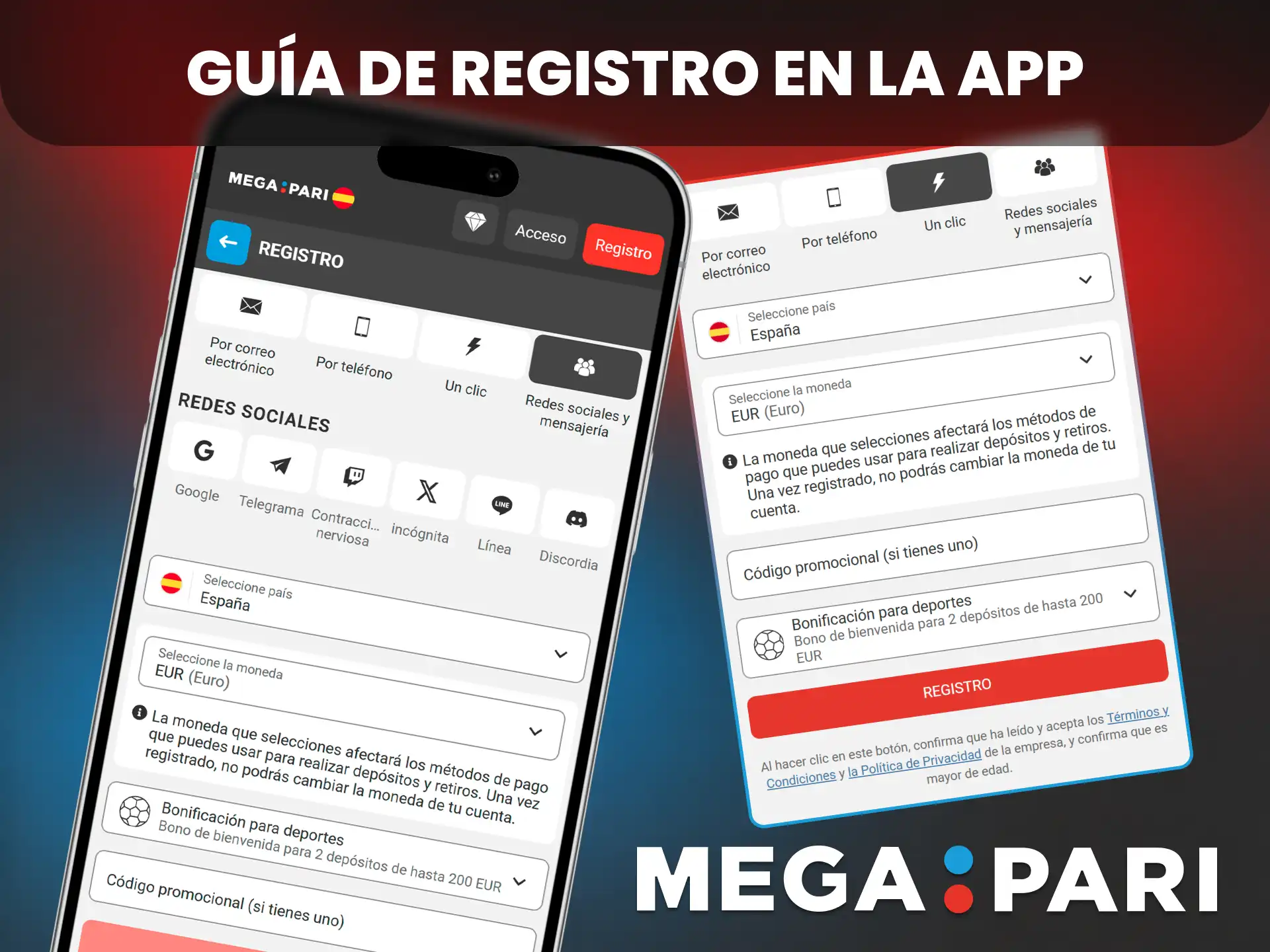 Sigue esta guia de registro en la app MegaPari y crea tu cuenta hoy mismo.