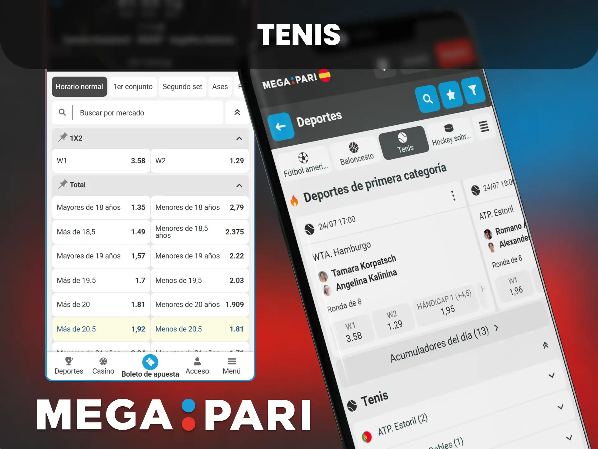 Realiza tus apuestas al tenis en las opciones de apuestas deportivas en el movil con MegaPari.