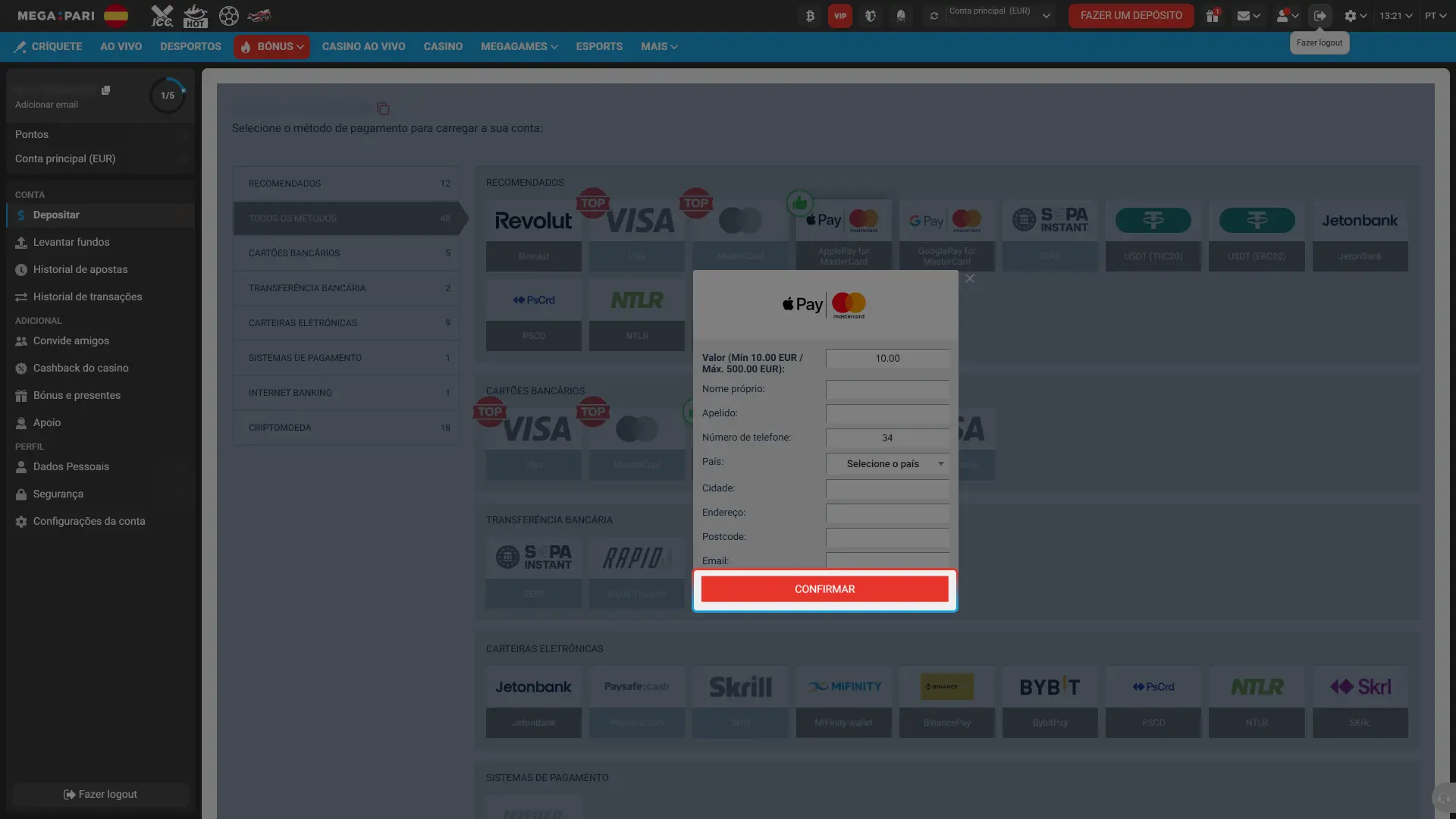 Confirma la transacción y verifica tu saldo usando la guía de depósito en MegaPari paso a paso.