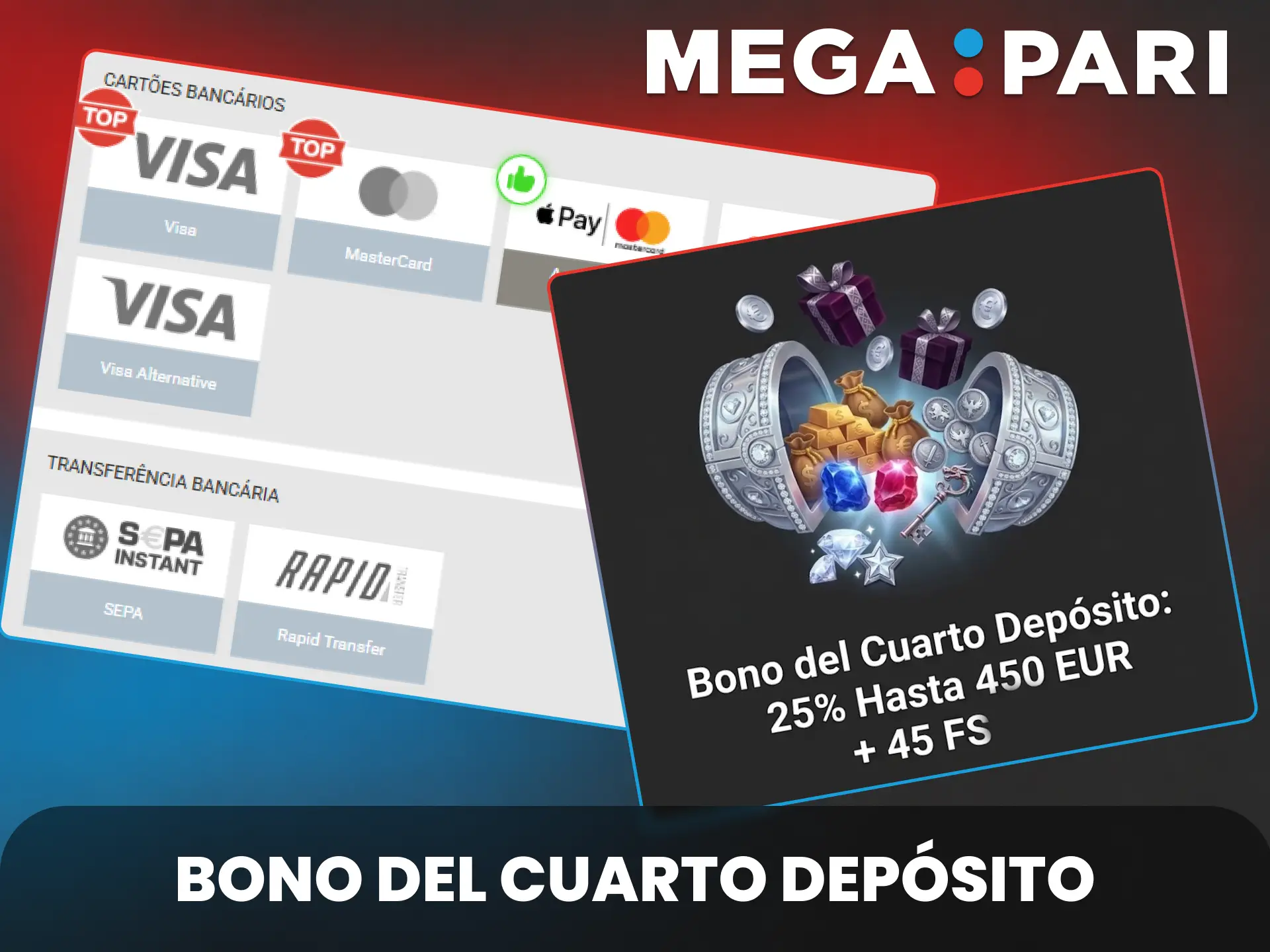 Activa el cuarto bono de deposito en MegaPari para disfrutar al maximo.