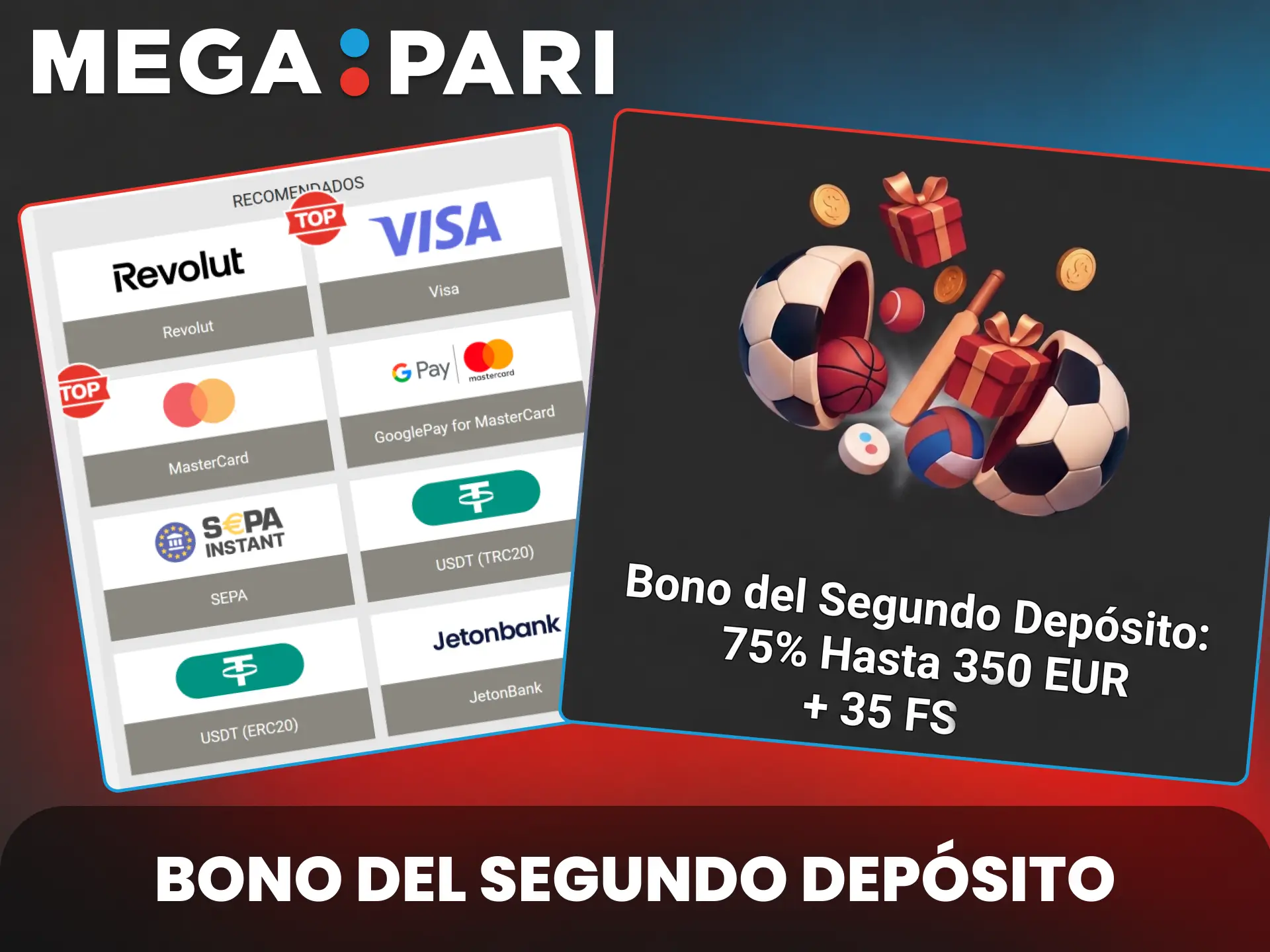 Reclama el segundo bono de deposito en MegaPari para aumentar tu saldo.
