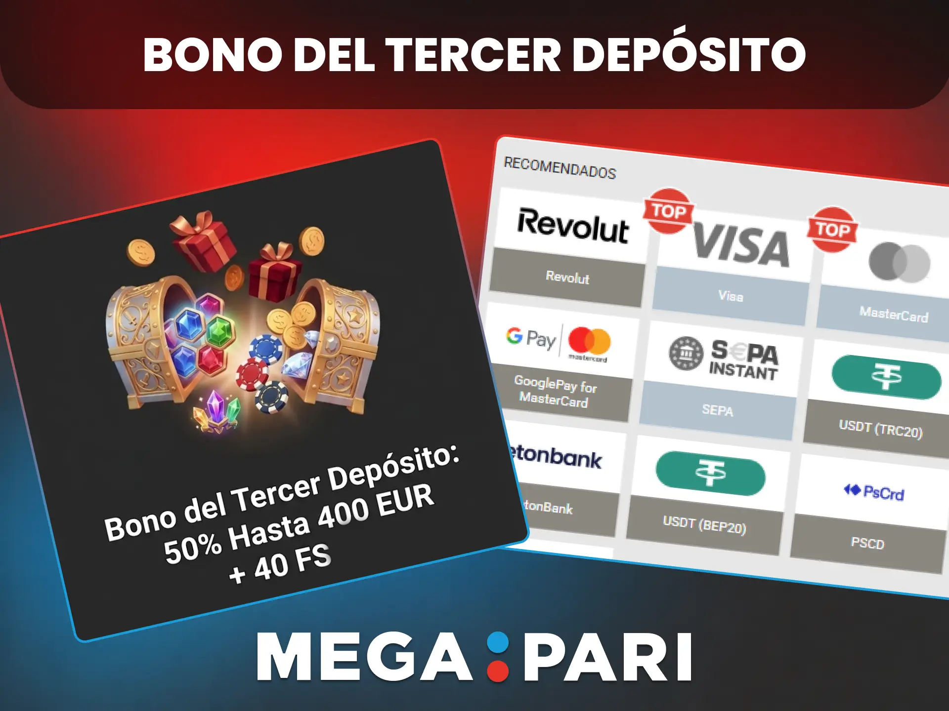 Aprovecha el tercer bono de deposito en MegaPari y sigue ganando.