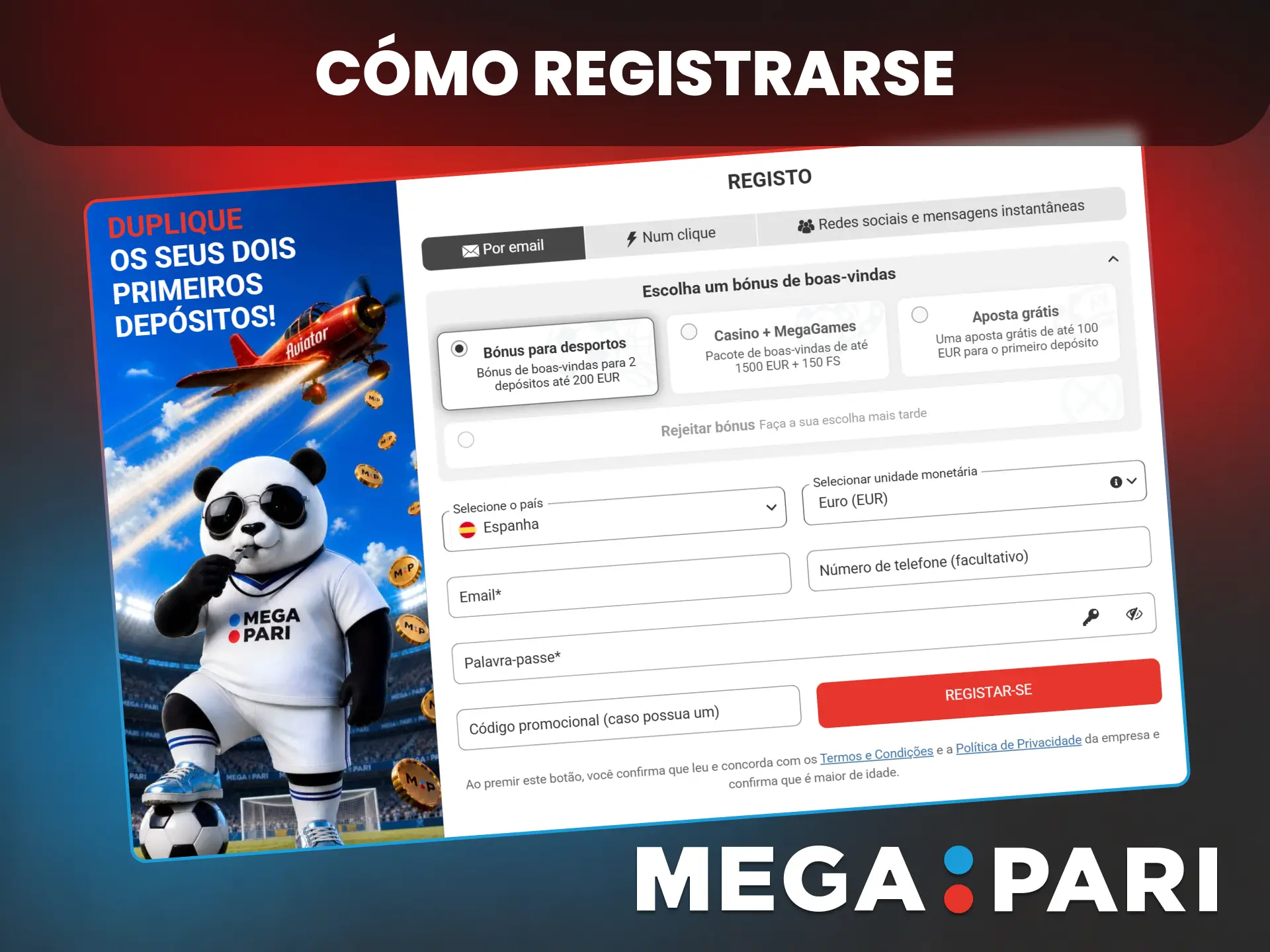 Aprende como realizar tu registro en el portal de apuestas MegaPari.