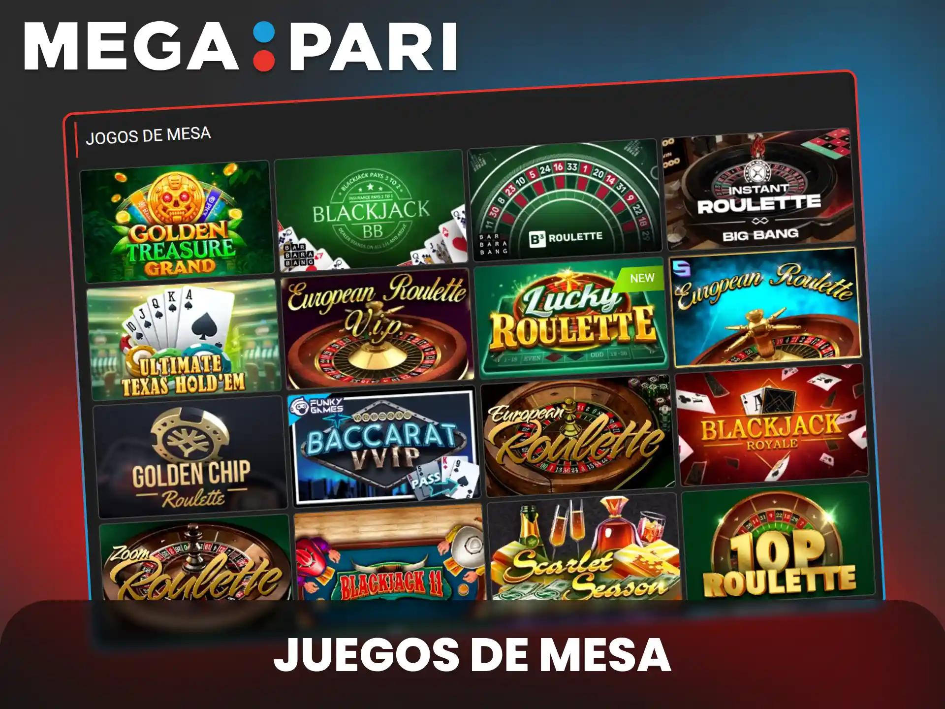 Prueba los juegos de mesa en el casino de MegaPari y demuestra tu estrategia.
