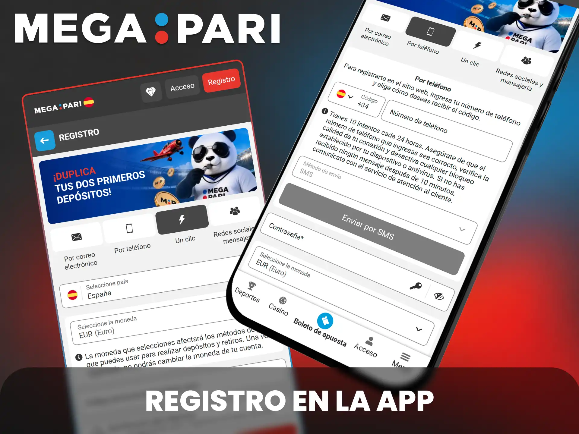 Completa tu registro en la app de MegaPari y empieza a apostar desde tu movil.
